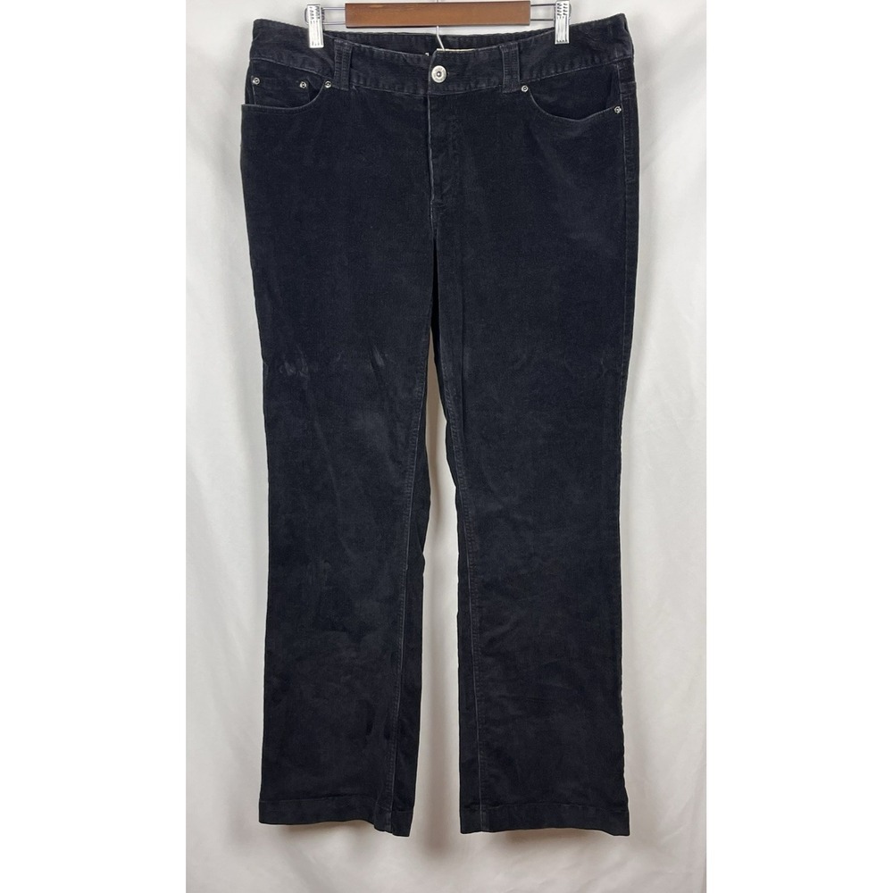 Vtg Faded Glory Black Cordorouy Velour Ribbed Pants Size 14 90s Y2K Goth Grunge‎